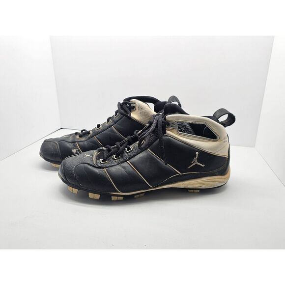 Vintage Air Jordan Jeter Molded Cleats Shoes‎ Black & White 2005 Size 12 - Picture 2 of 15